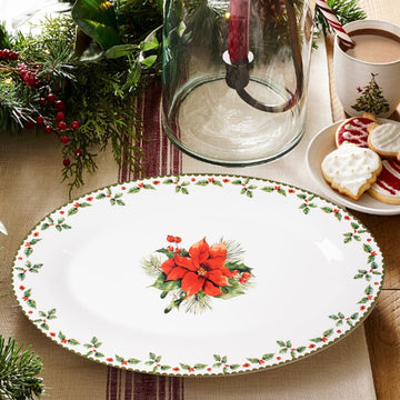 2Pcs 40cm Porcelain Christmas Serving Platters