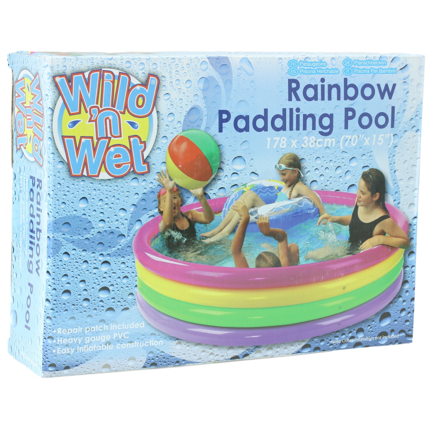 Wild 'n Wet Giant 4 Ring Rainbow Paddling Pool