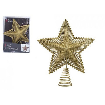 20cm Glittered Gold LED Christmas Tree Star Topper