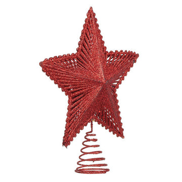 20cm Glittered Red Christmas Tree Star Topper