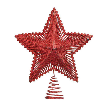 20cm Glittered Red Christmas Tree Star Topper