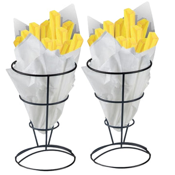 2Pcs French Fries Stands With Paper Cone Holder