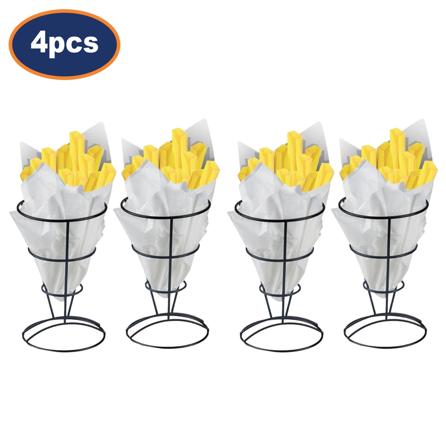 4Pcs French Fries Stands With Paper Cone Holder