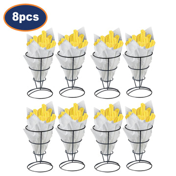 8Pcs French Fries Stands With Paper Cone Holder