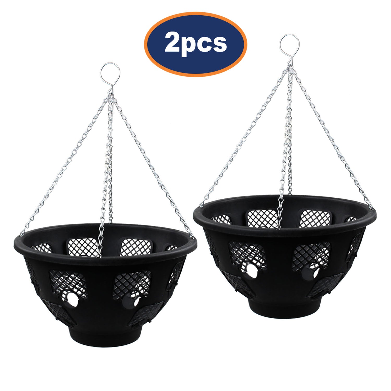 2pc Easy Fill 14" Black Hanging Basket