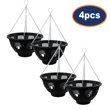 4pc Easy Fill 14" Black Hanging Basket