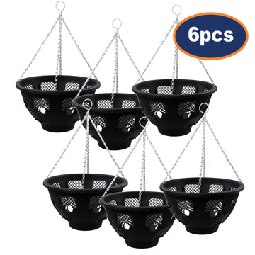 6pc Easy Fill 14" Black Hanging Basket