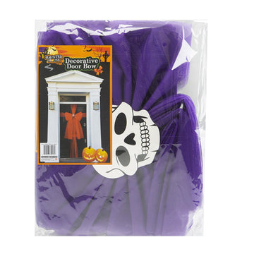 Halloween DIY Organza Full Door Sheer Bow Purple Skull