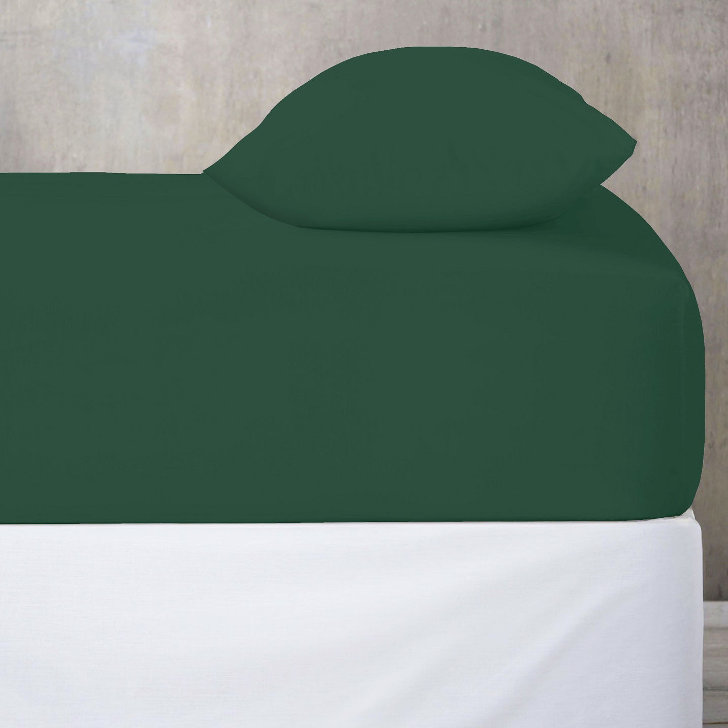 Fitted Sheet 25cm Deep, Double, Dark Green