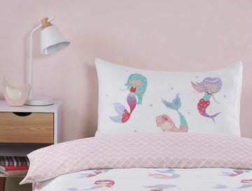 Reversible Little Mermaid Queen Duvet Cover Set, Single, Pink & Lilac
