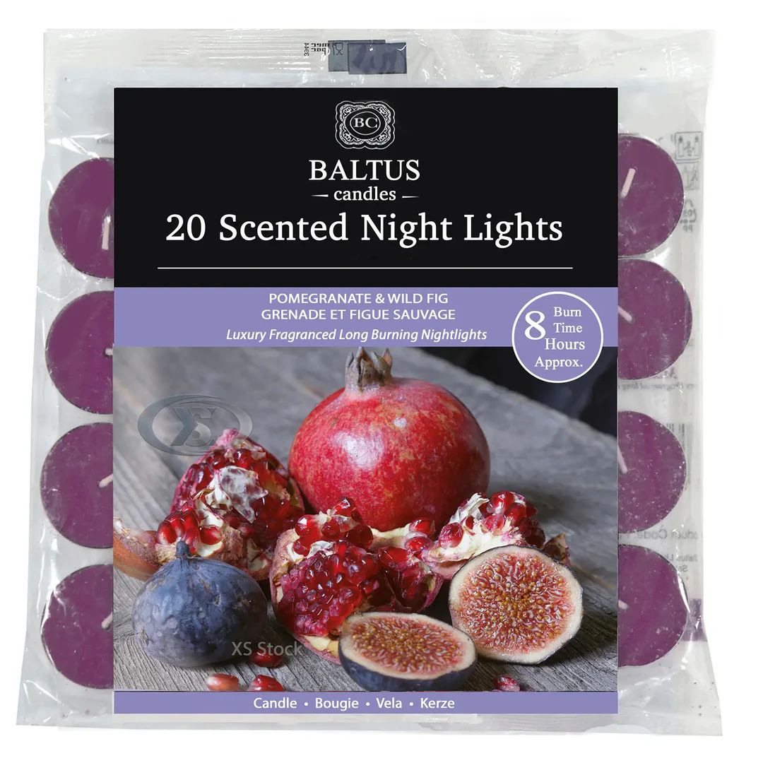 20pcs Baltus Pomegranate & Wild Fig Scented Tea Light Candles