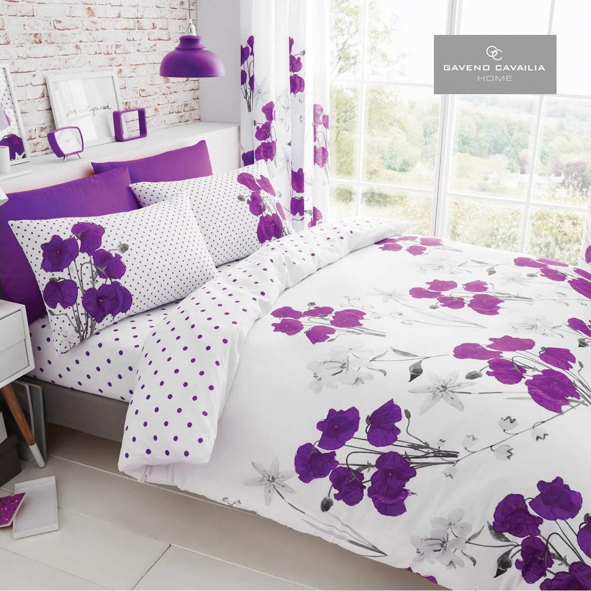 Poppy Flower King Duvet Cover Bedding Set - Aubergine