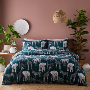 Animal Print Duvet Cover Set, Double, Teal