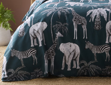 Animal Print Duvet Cover Set, King, Teal