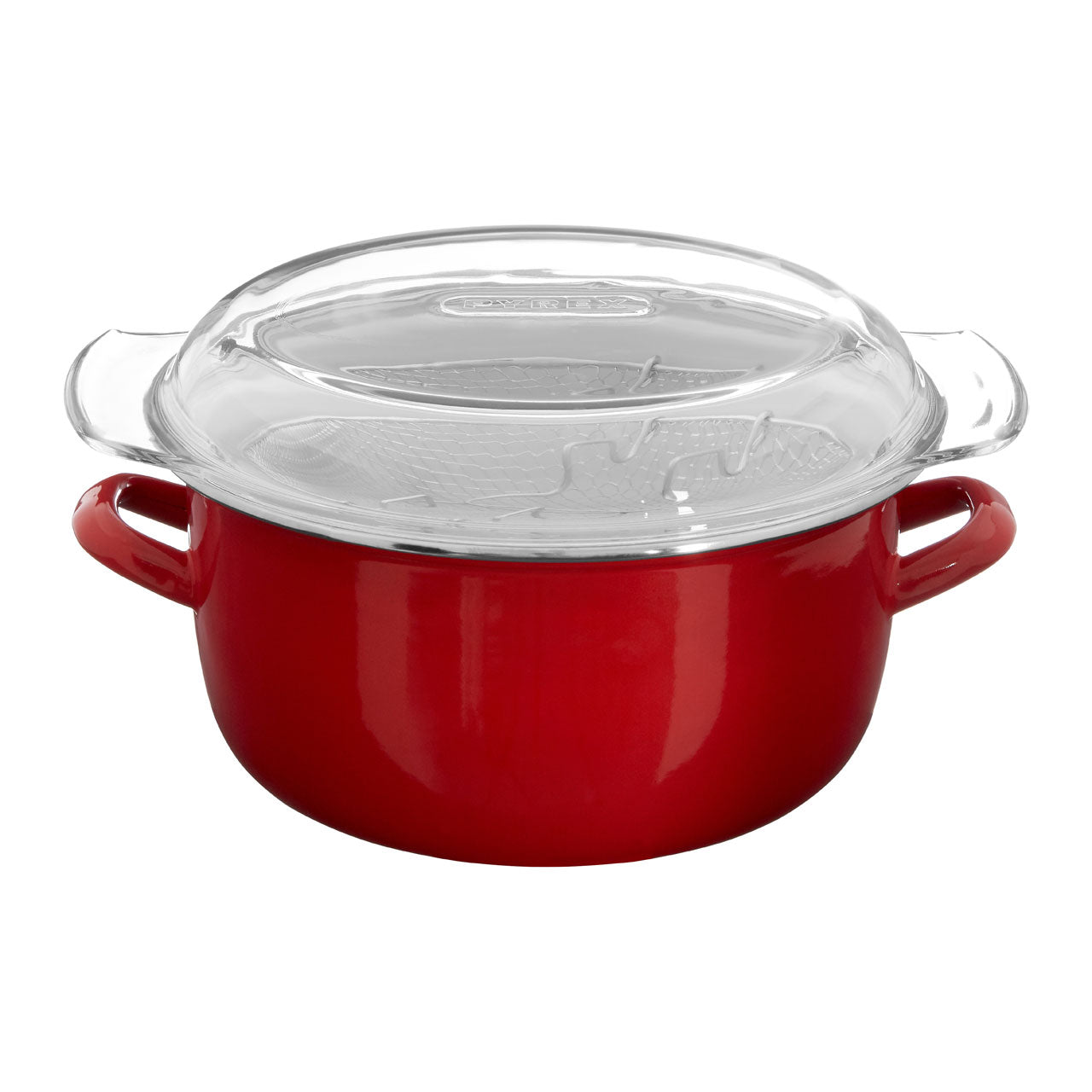 Red Enamel Glass Pyrex Lid Steel Deep Fryer