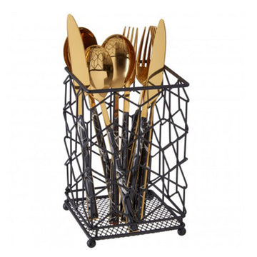 Vertex Contour Utensil Holder, Metallic, Black