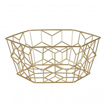 Vertex Contour Matte Gold Fruit Basket, Gold Metal