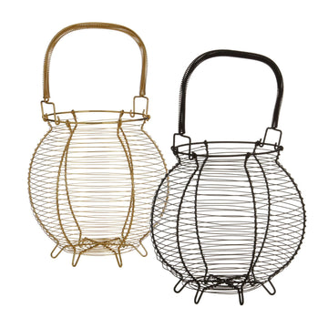 2-Set Hygge Matte Black & Gold Modern Egg Basket