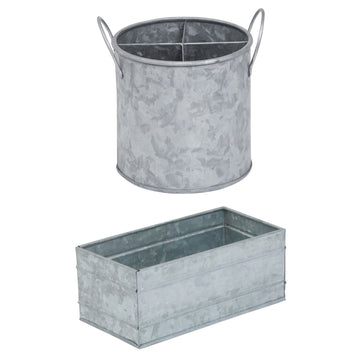 2-Set Drummond Galvanised Steel Utensil  Organiser and Tissue Box