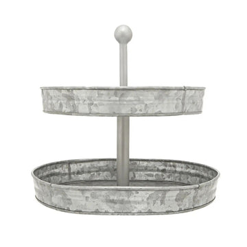 Drumley 2 Tier Round Galvanized Steel Cake Stand