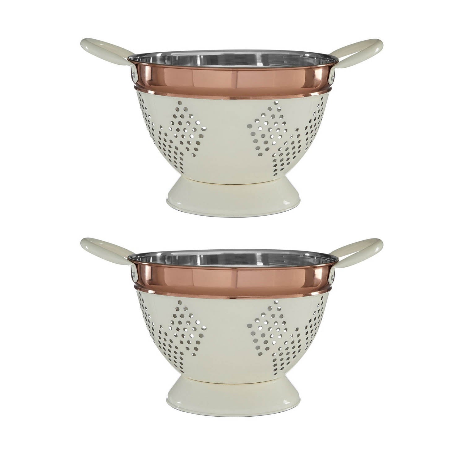 2pcs Cream Copper Drainer Strainer Colander