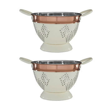 2pcs Cream Copper Drainer Strainer Colander