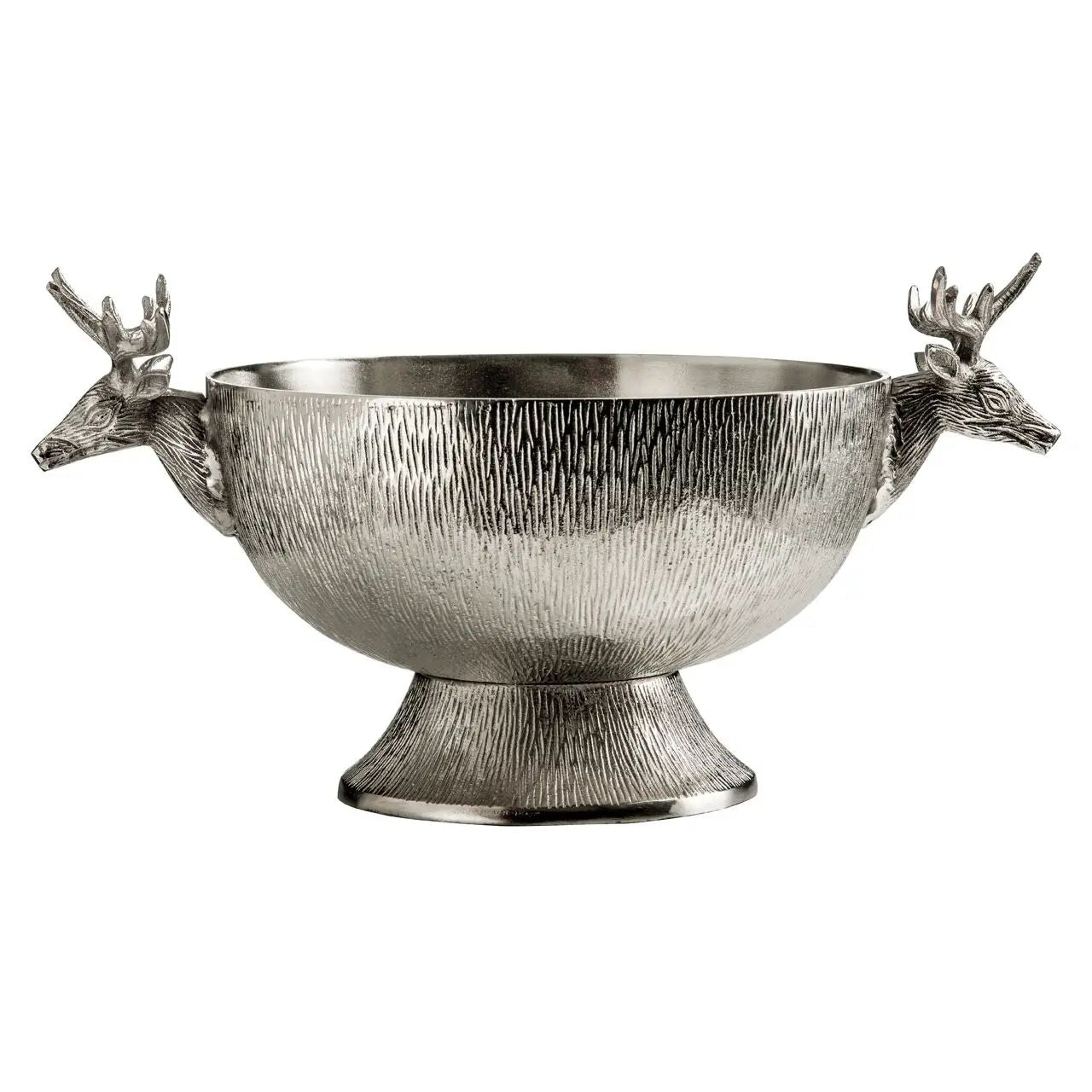 Buck Nickel Finish Metal Punch Bowl