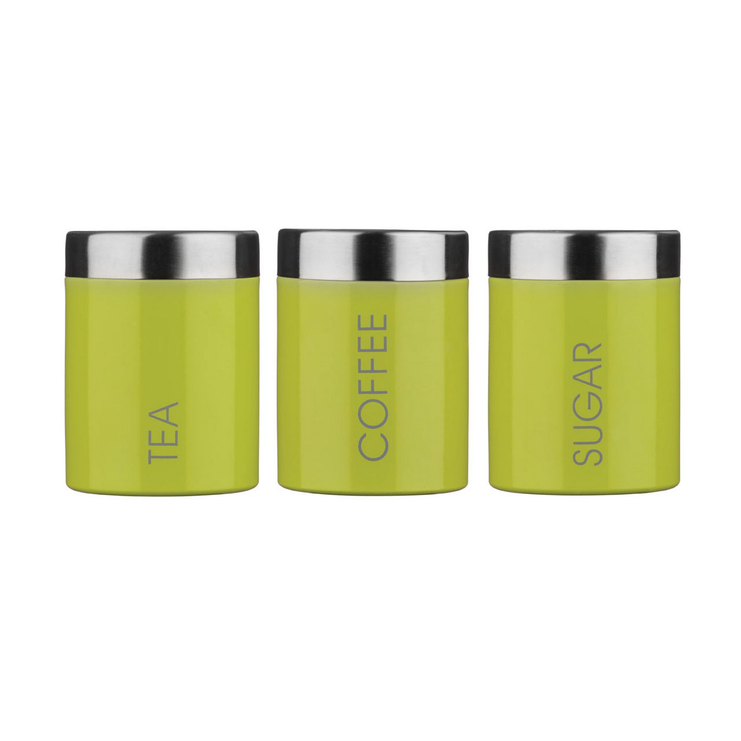 Lime Green Enamel Tea Coffee and Sugar Canister Set