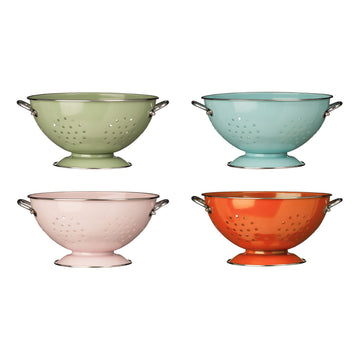 23cm Pink Retro Enamel Colander