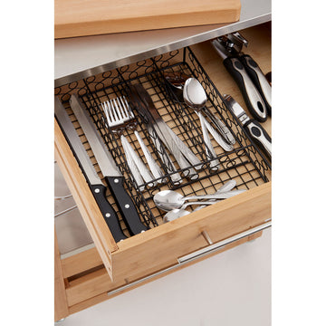 Twist 5 Compartment Cutlery Tray Black Metal