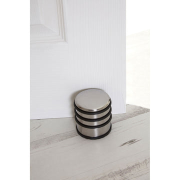 Round Chrome Door Stopper Wedge Rubber Rings