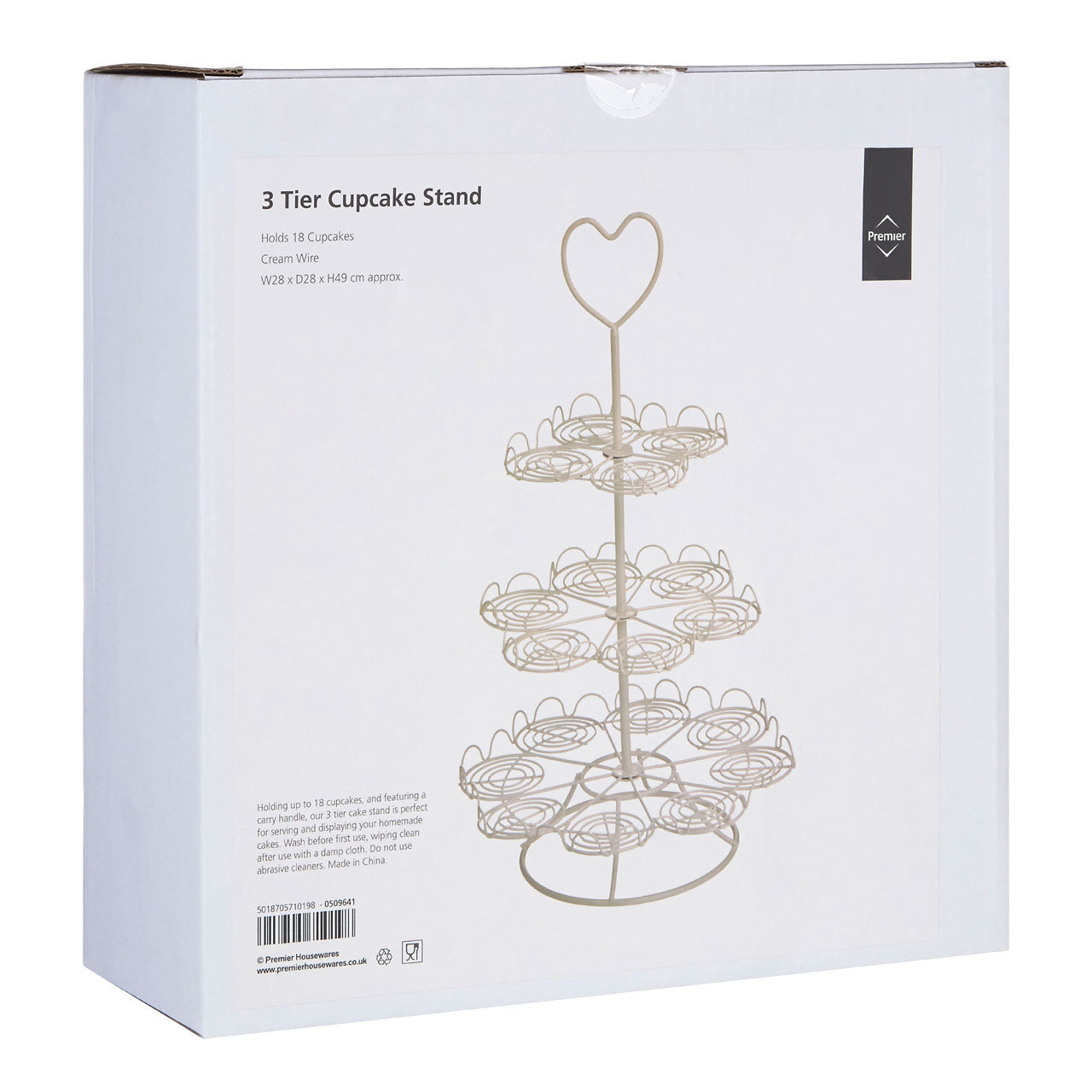 Loren 3 Tier 18 Cups Cream Finish Wire Cupcake Stand