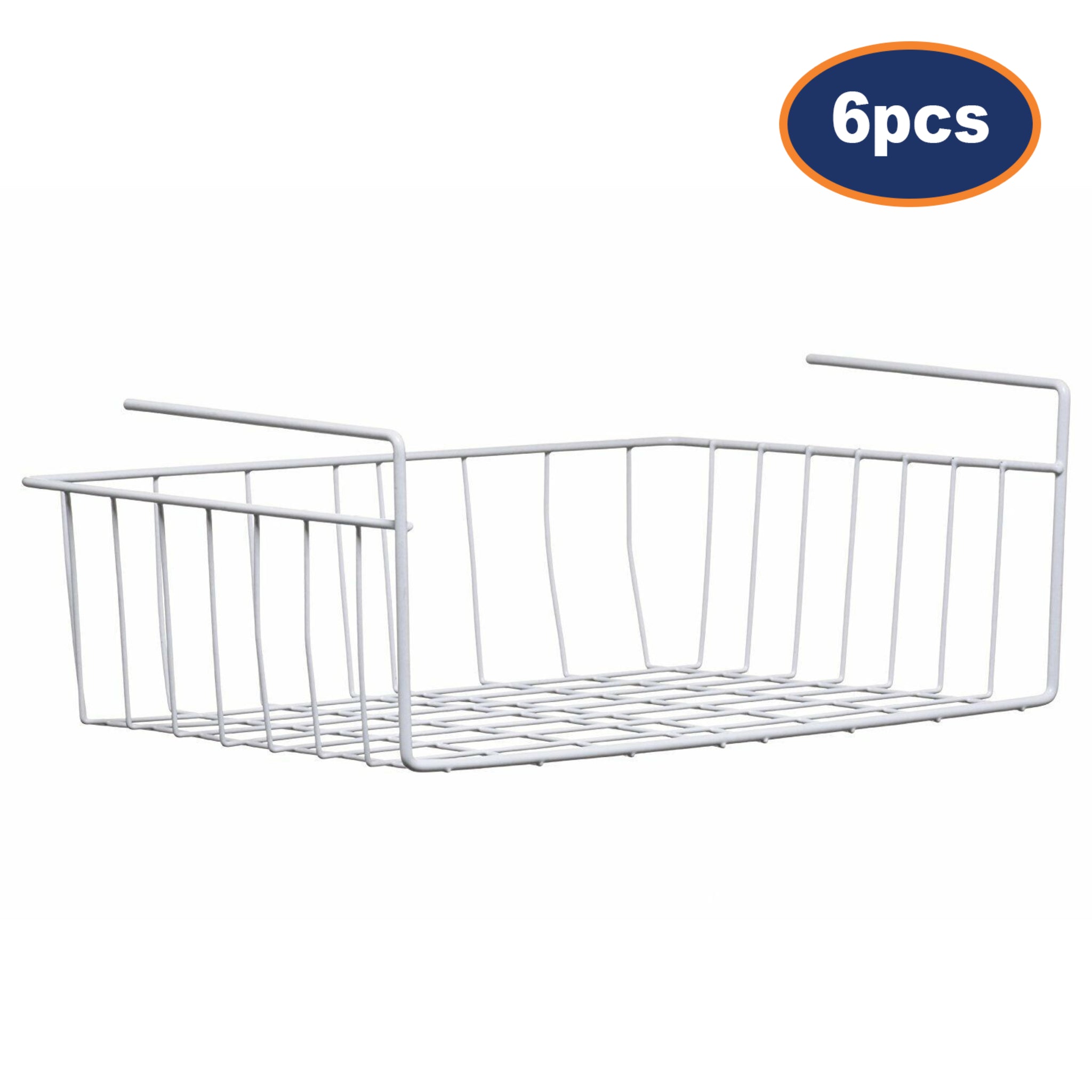 6pcs Under Shelf Storage Basket White