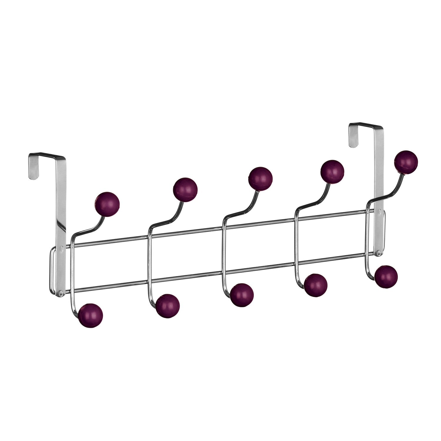 10 Hook Strong Over Door Clothes Hanger Purple Plastic Balls