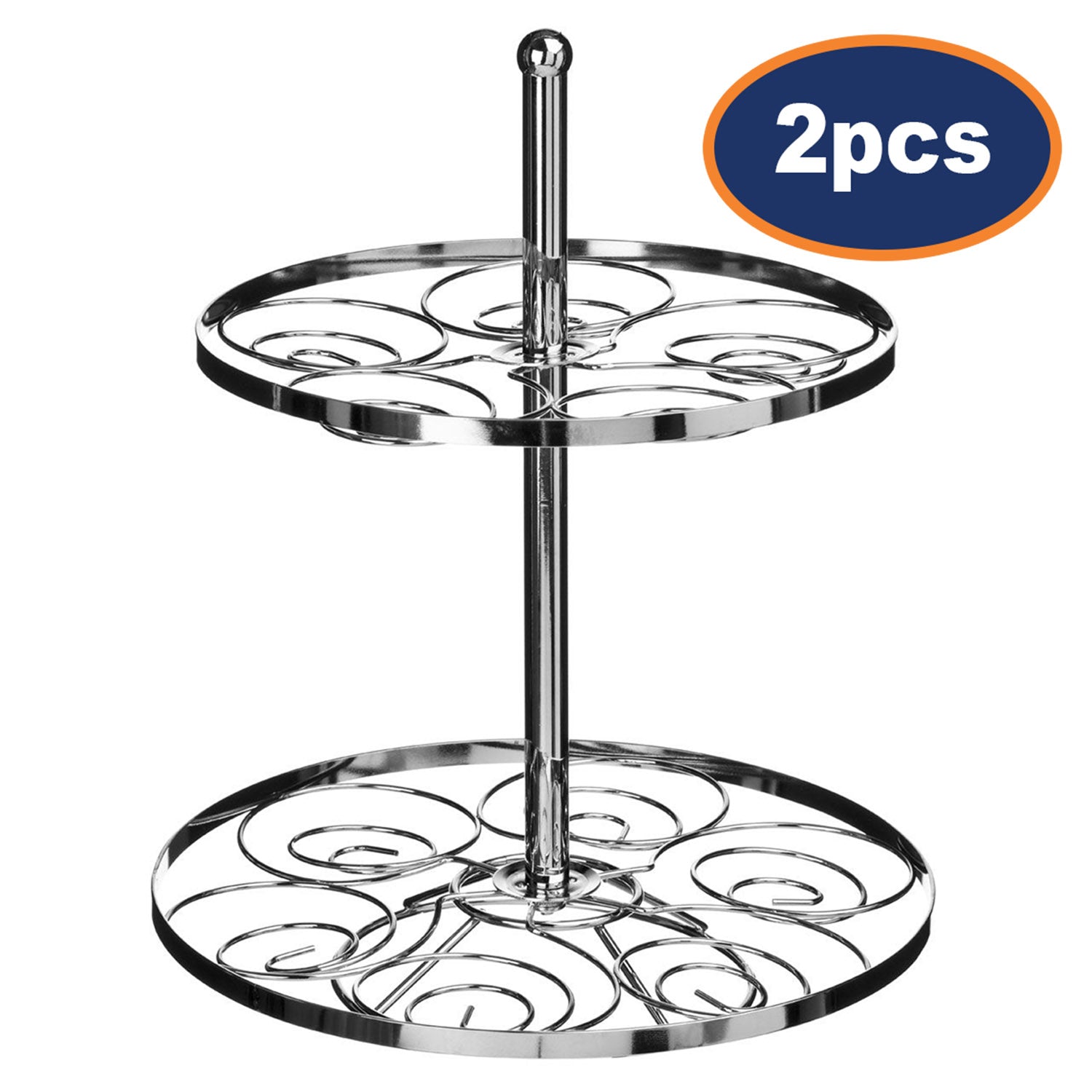 2pcs 33cm 2-Tier Chrome Cake Stand