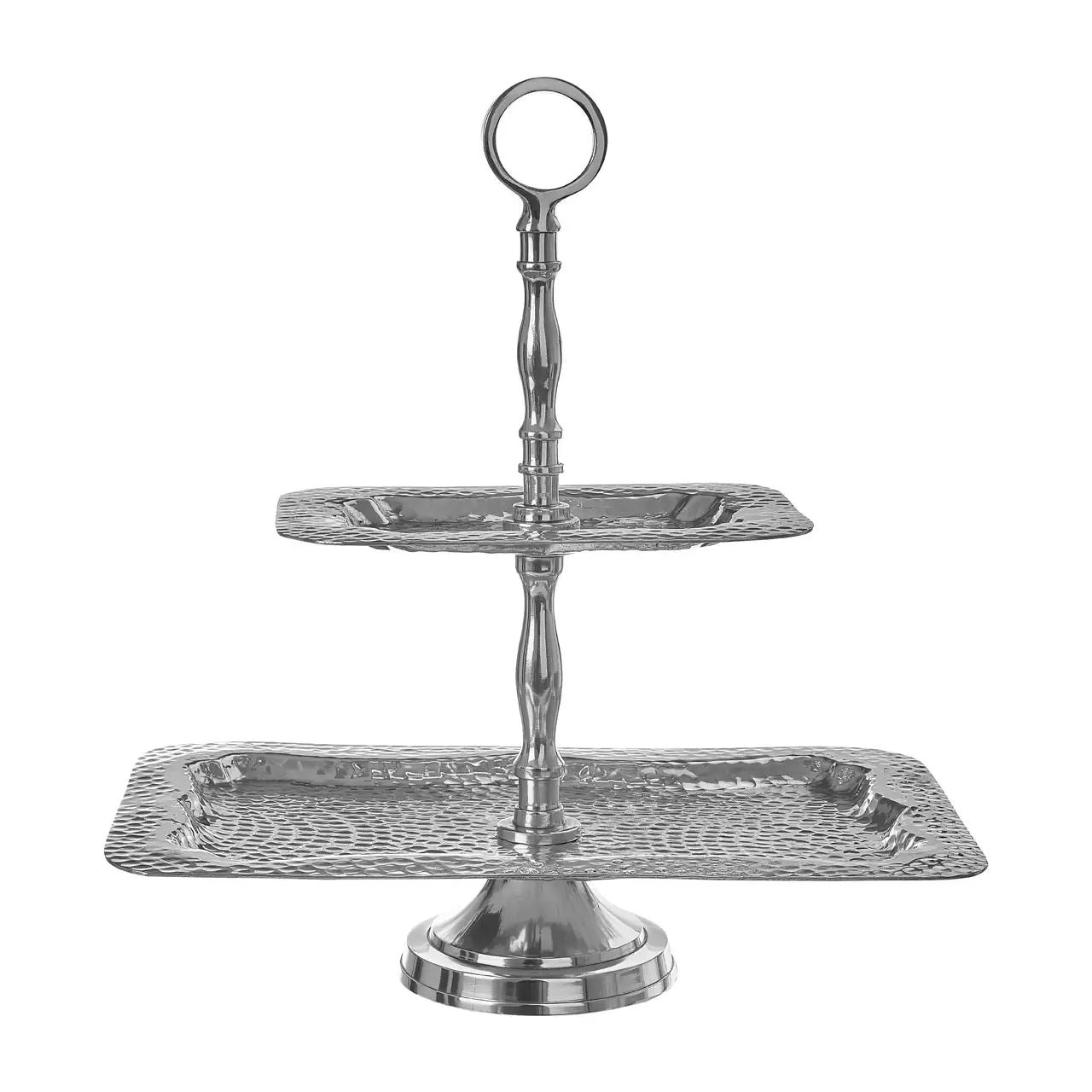 Meily 2 Tier Hammered Aluminium Cake Stand