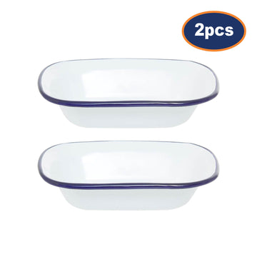 2pcs From Scratch 24cm Rectangular White Enamelled Steel Pie Dish