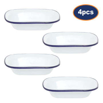 4pcs From Scratch 24cm Rectangular White Enamelled Steel Pie Dish