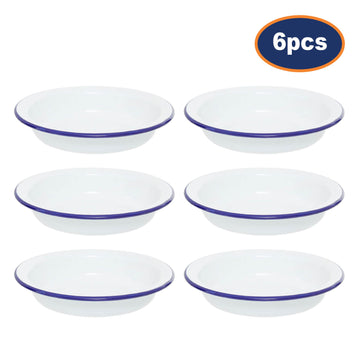 6pcs From Scratch 21cm Round White Enamelled Steel Pie Dish