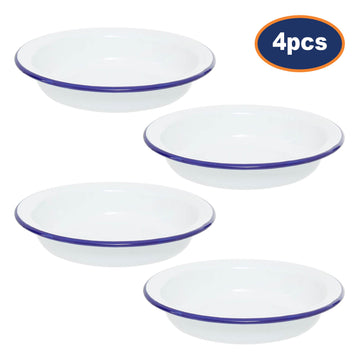 4pcs From Scratch 23cm Round White Enamelled Steel Pie Dish