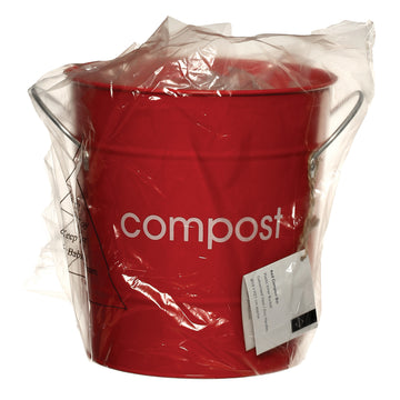 Red Steel Handle Compost Bin