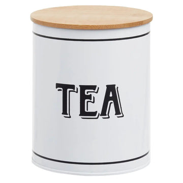 1L White Metal Tea Canister