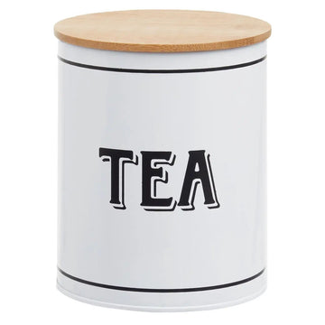 4pcs White Tea Sugar Coffee Tin Canisters & Utensils Holder Set