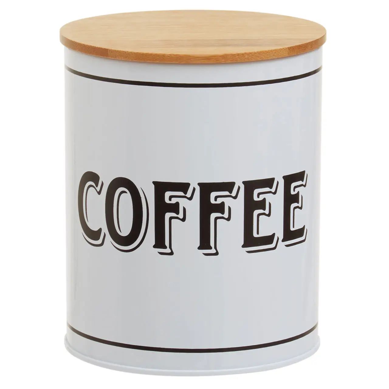 1L White Metal Coffee Canister