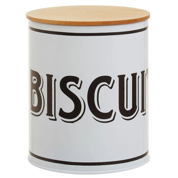 2L White Metal Biscuit Canister