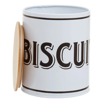 2L White Metal Biscuit Canister