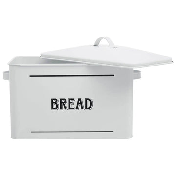 13L White Metal Bread Bin
