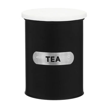 4pcs Black White Tea Sugar Coffee Tin Canisters & Butter Dish Set