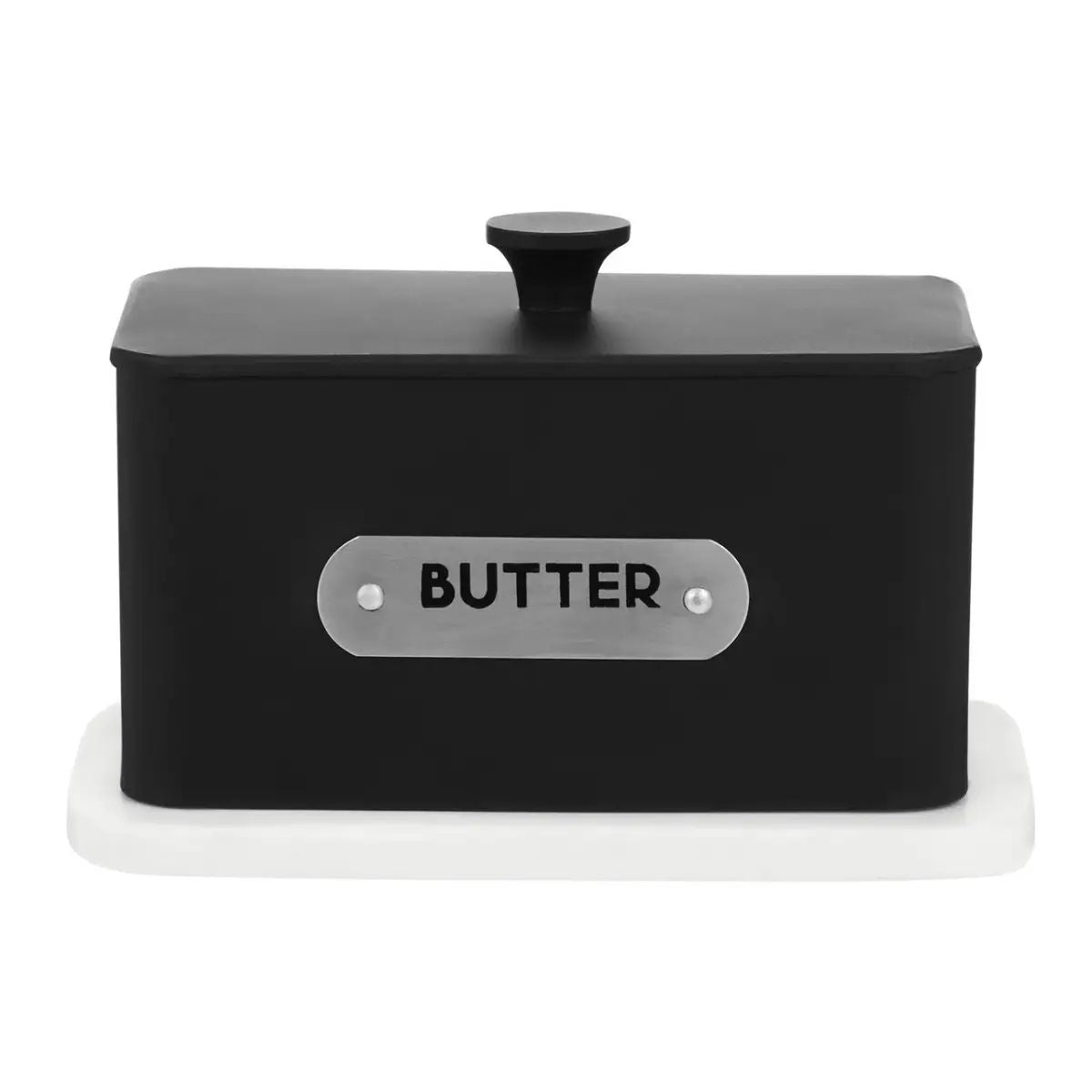 Liberty Black & White Tin Butter Dish Canister