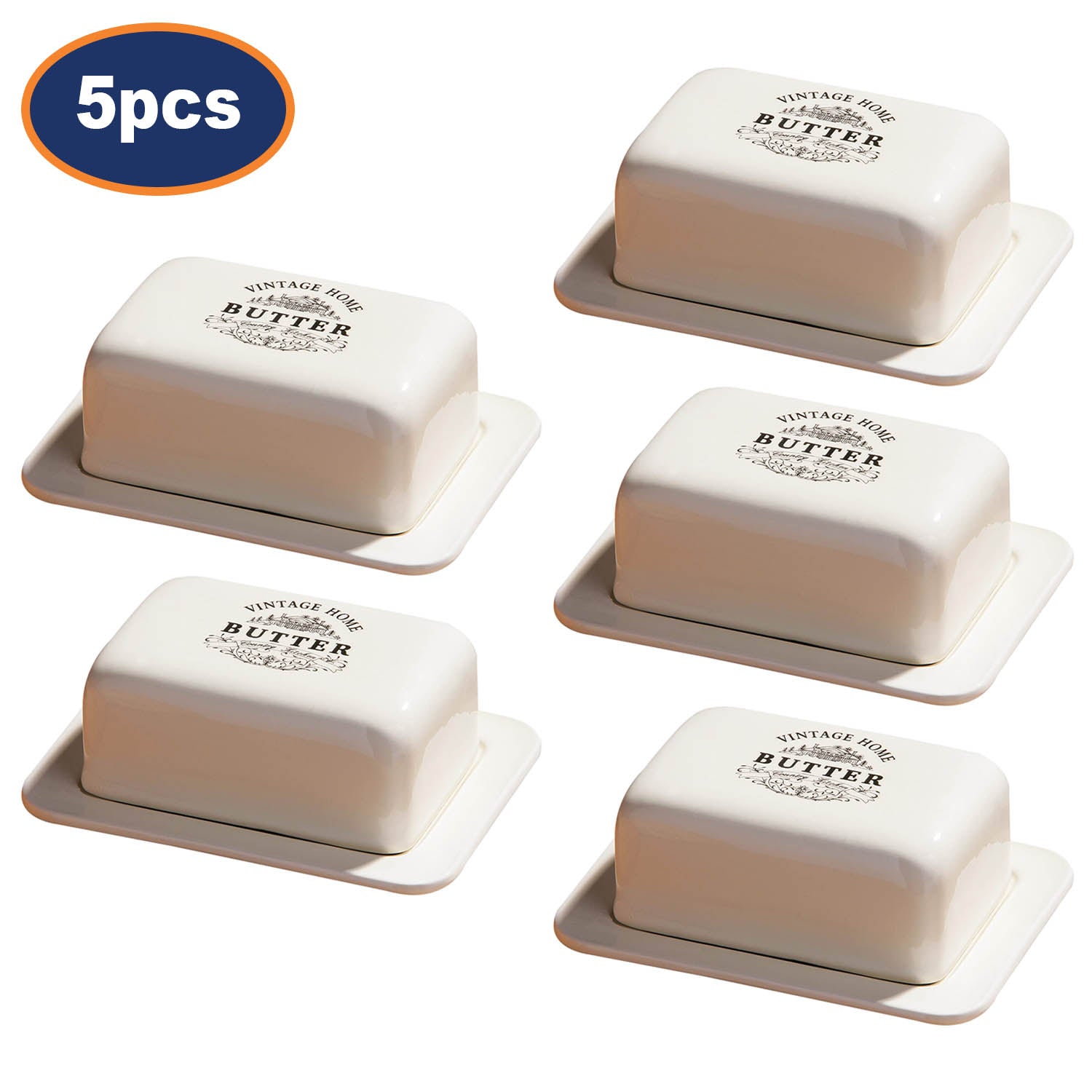5pcs Vintage Home Butter Dish